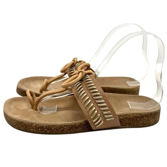 Ulla Johnson Jini Tan Gold Leather Casual Comfortable Slip On Sandals Womens 38 - Picture 4 of 14